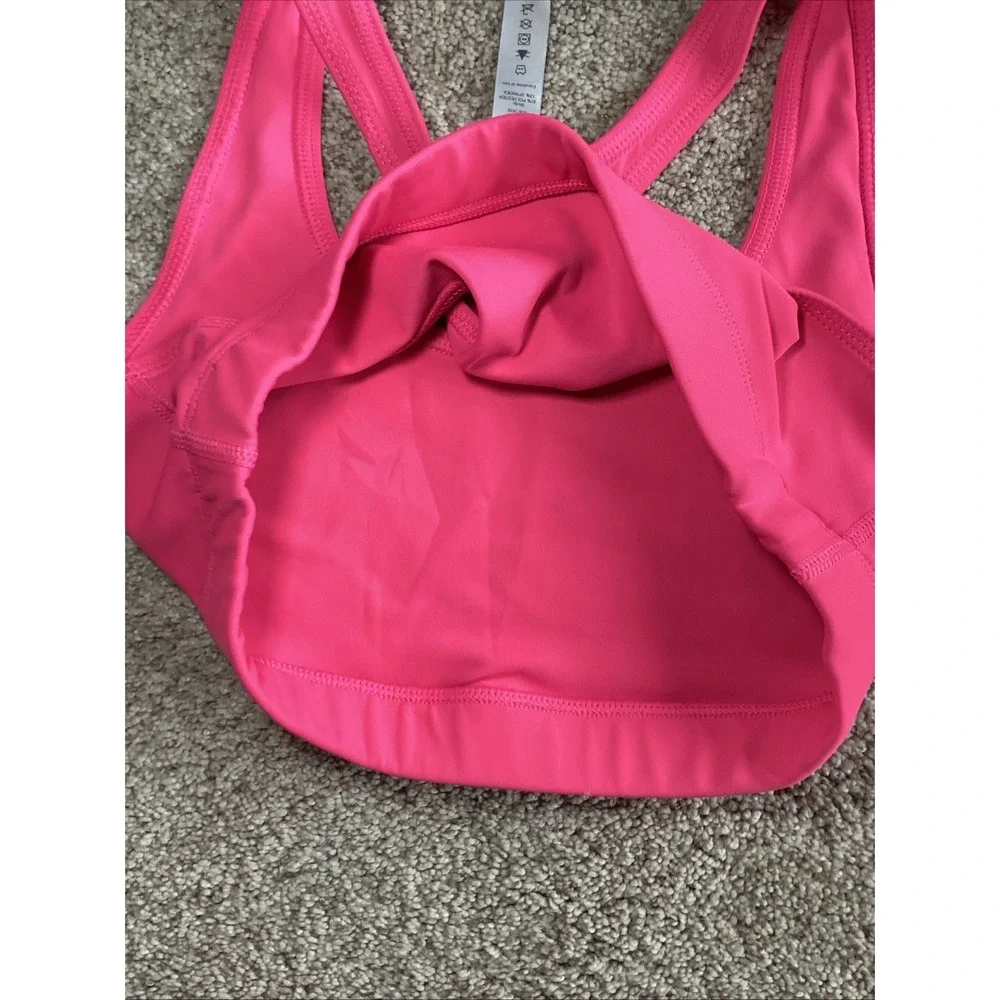 Womens 90 Degree Sports Bra Pink Racerback Bra Size Med